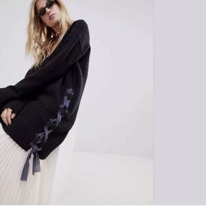 Free People Black Vneck Sweater